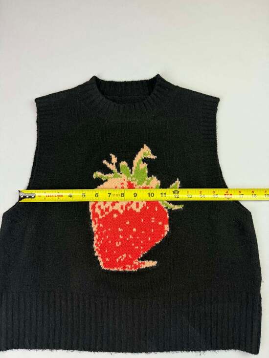 Commense Crew Neck Strawberry Knit Sweater Vest - Picture 6 of 10